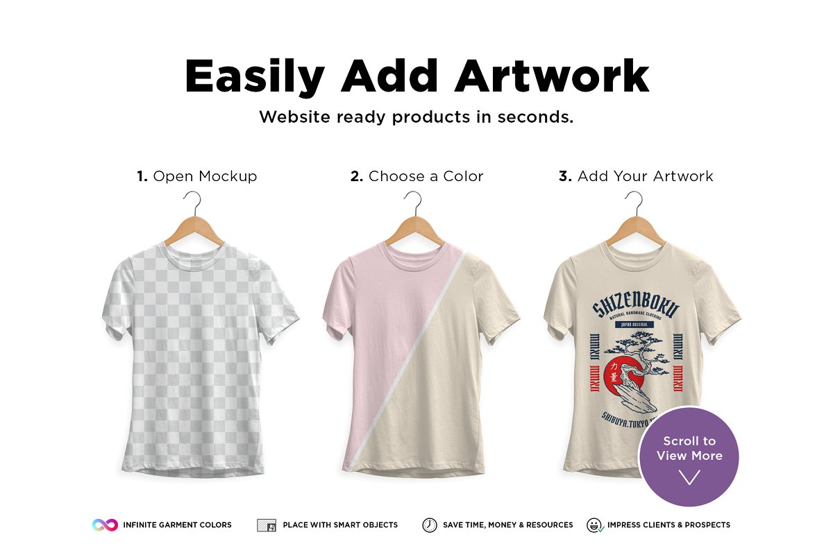 女式潮流休闲印花T恤样机插图(1)