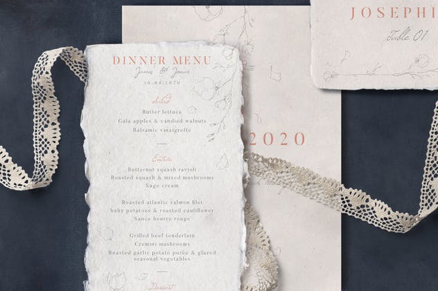 创意特色花卉婚礼邀请函设计素材套装 Sketchy Floral Wedding Suite插图(2)