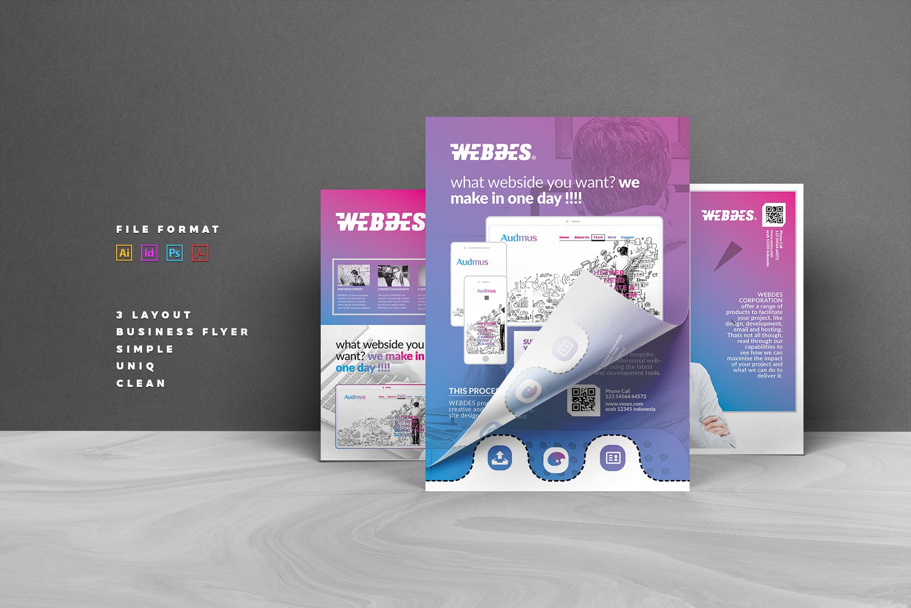 网站开发小程序开发服务企业宣传推广传单模板 Flyer插图