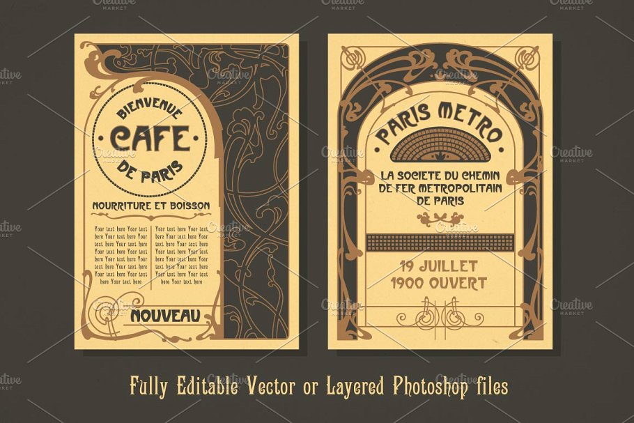 新艺术背景与框架设计素材 Art Nouveau Backgrounds and Frames插图(2)