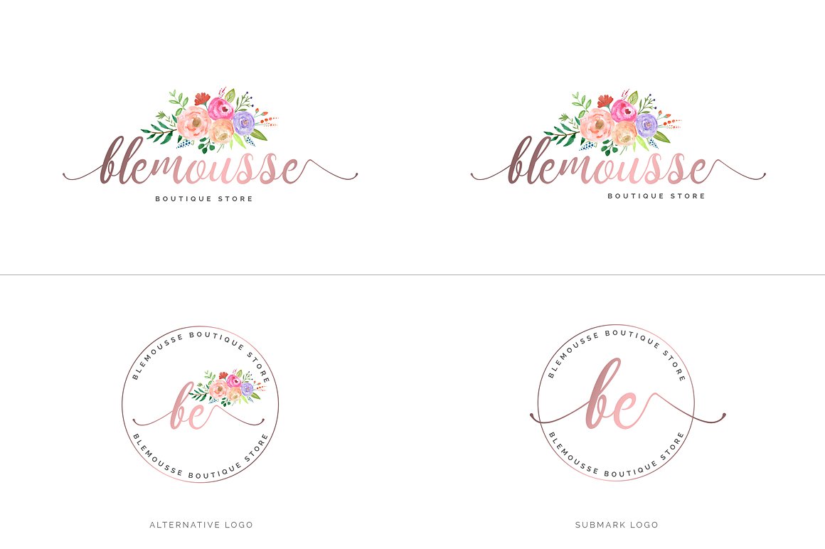 超级水彩风 Logo 设计素材包 Watercolor Premade Branding Logo Kit [模板、纹理&元素]插图(36)