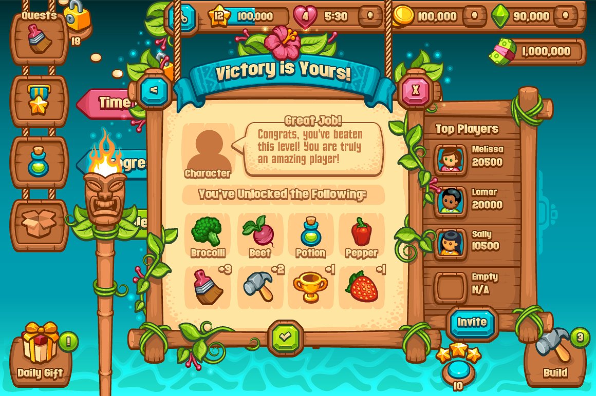 类消消乐休闲游戏应用 UI 套件 Ultimate Casual Game UI Kit插图(1)