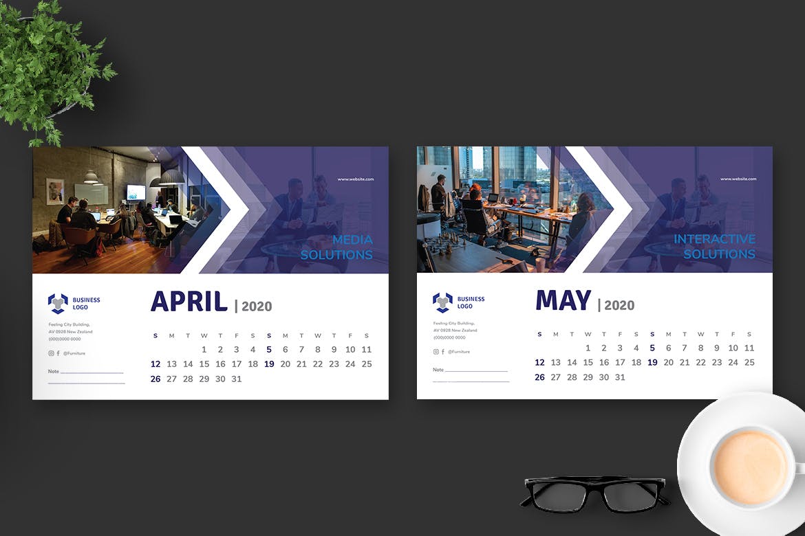 多用途企业定制2020年活页台历设计模板 2020 Multi Purpose Business Caelndar Pro插图(3)