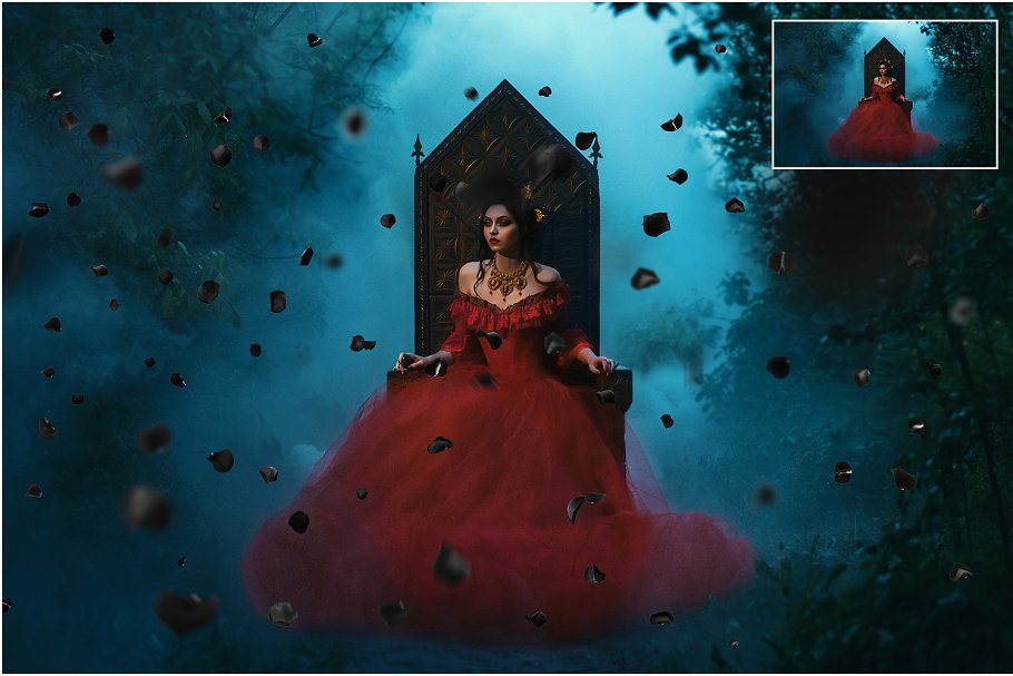 5K高清黑玫瑰元素叠层背景素材 5K Black Rose Petals Overlays插图(2)