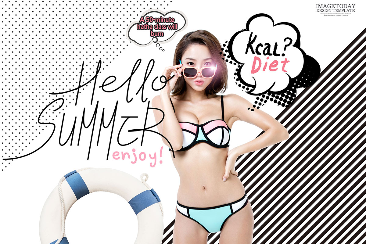 夏季性感比基尼聚会活动宣传海报设计模板插图