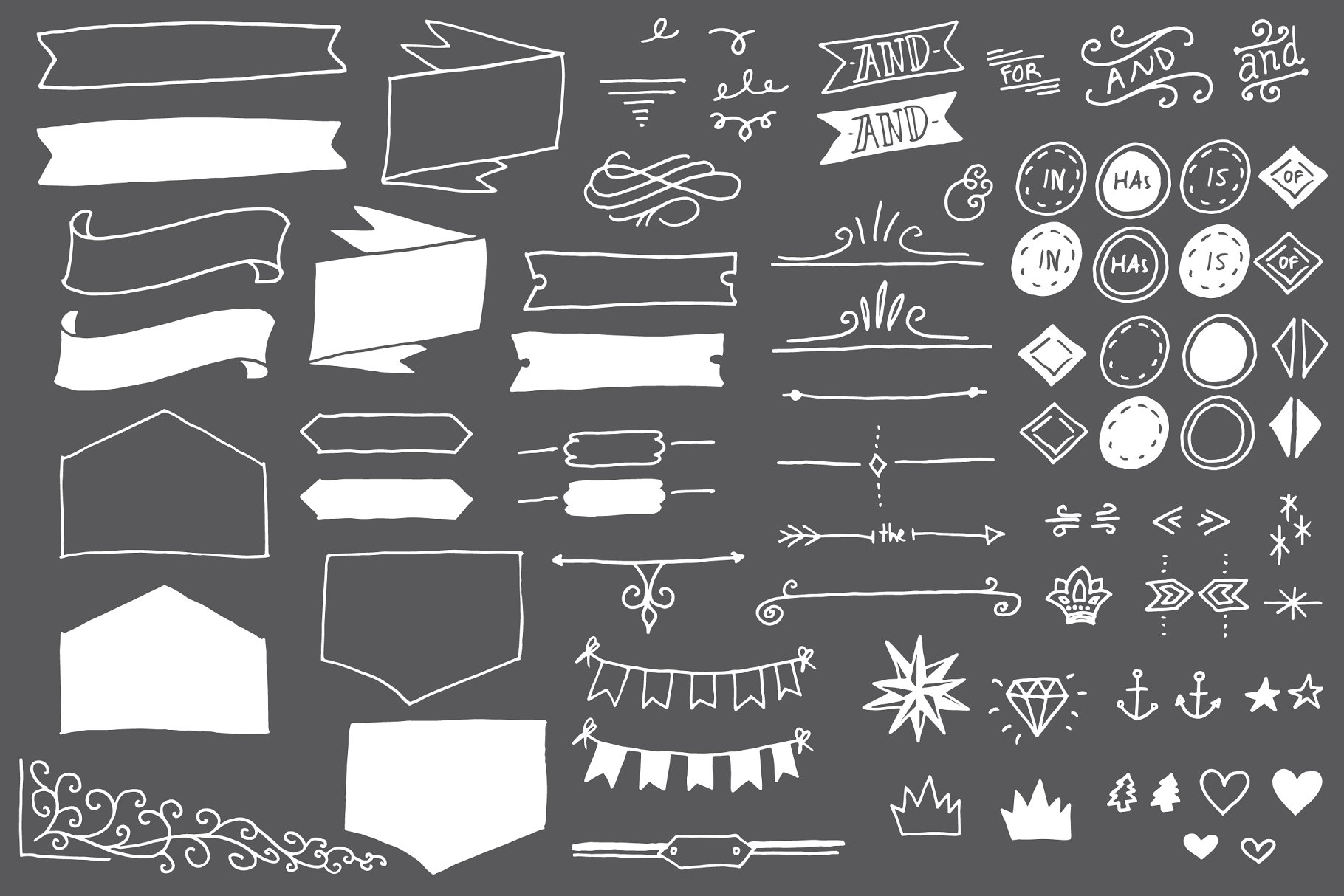 剪贴画、矢量模板&笔刷排版素材 80 Typography Elements插图(2)