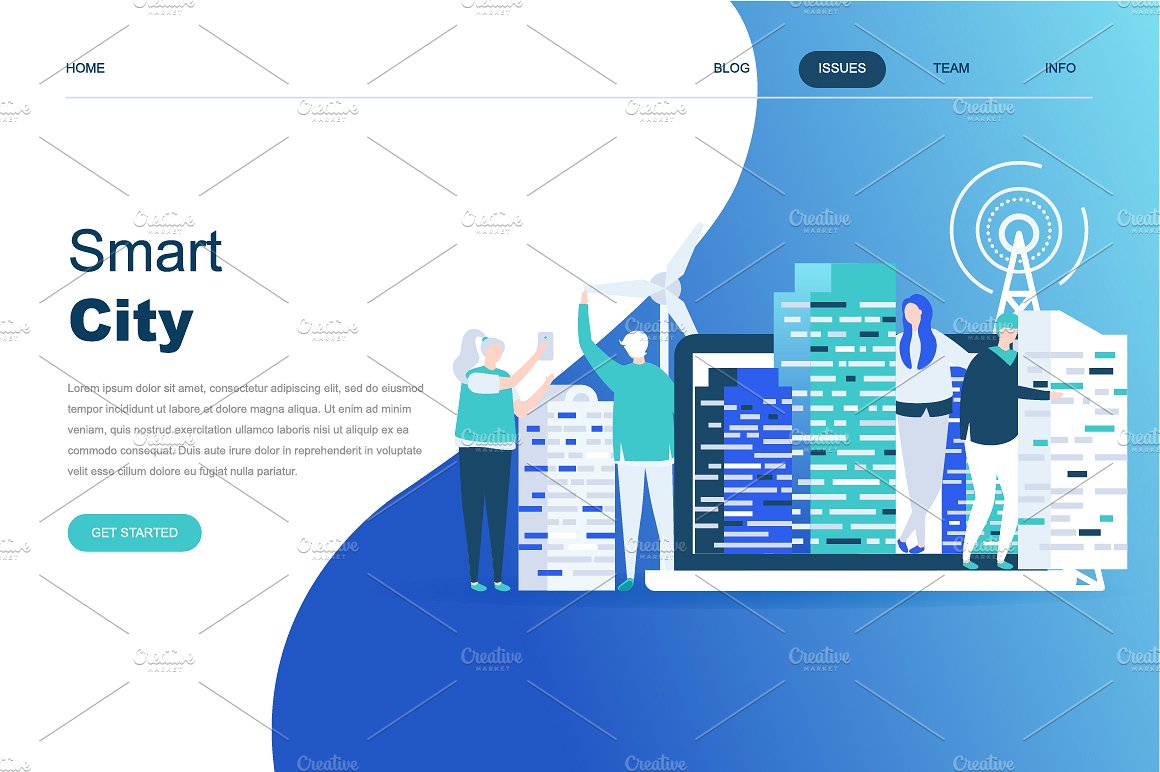 现代化平面设计着陆页模板 Flat Design Landing Page Templates插图(13)