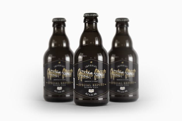 黑色啤酒瓶样机模板 Steinie Beer Black Bottle Mockup插图(3)