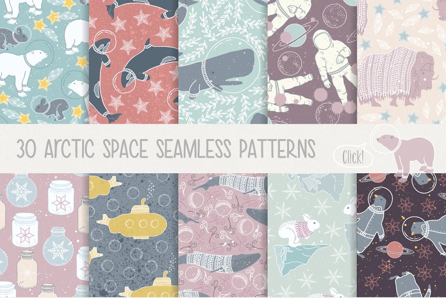 北极与太空手绘设计元素 Arctic Space Collection Pro插图(5)