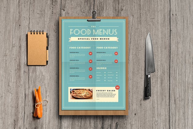 复古设计风格西式餐厅菜单设计PSD模板 Retro Vintage Food Menu插图(4)