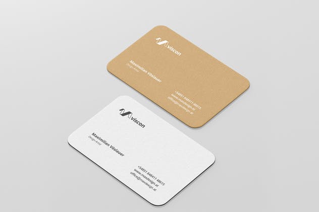 优雅企业圆角名片样机模板 Business Card Mockup Round Corners插图(4)