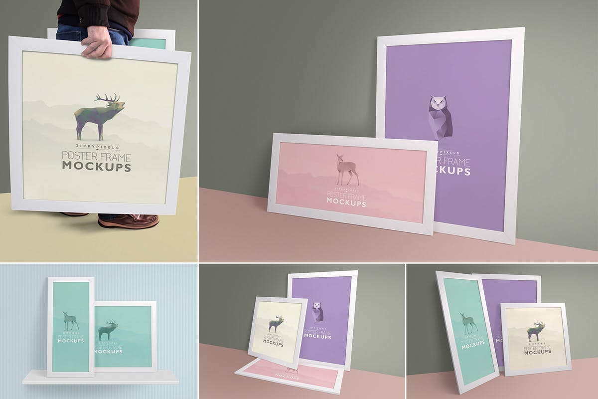 海报摄影艺术作品画框样机 Photo Frame Mockups插图