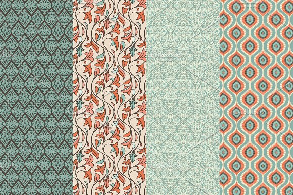 12款复古风格无缝矢量纹理 12 vector vintage seamless patterns插图(3)