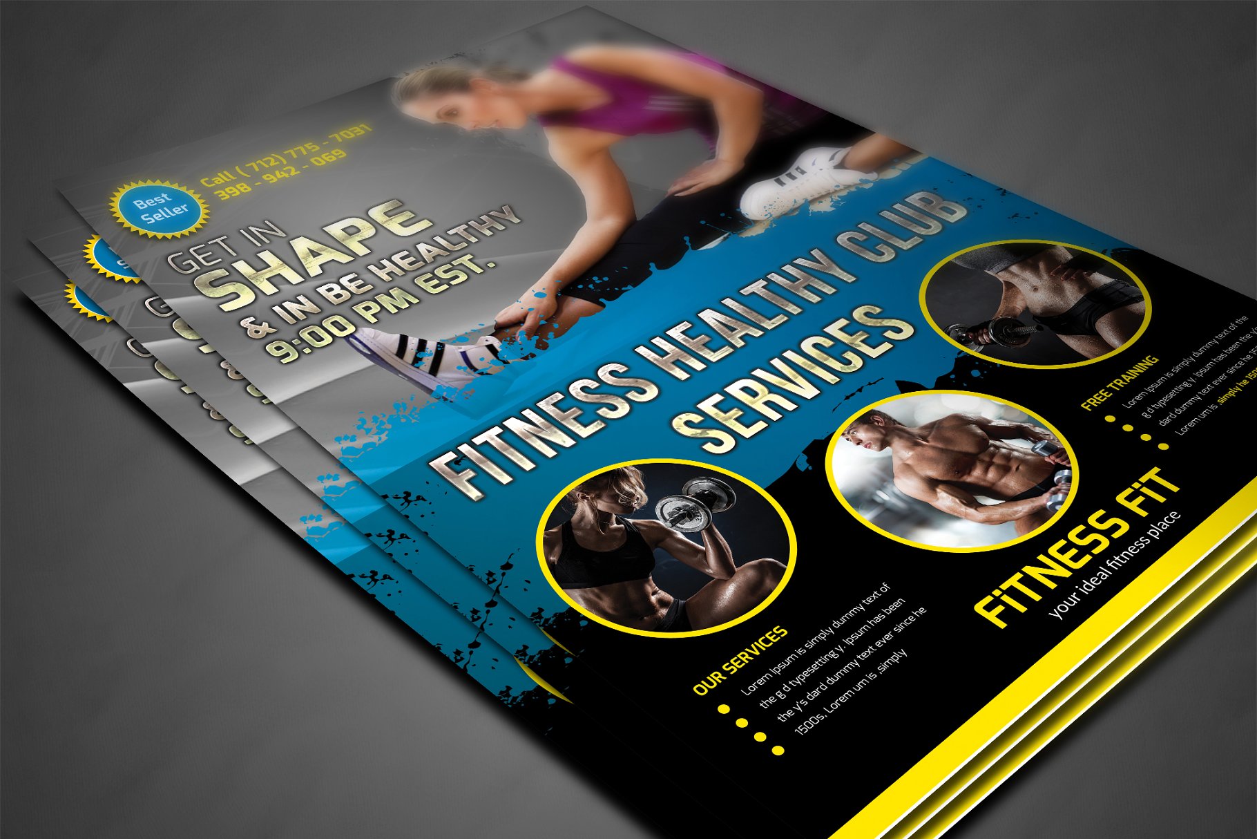 健身房俱乐部宣传传单模板 Fitness Flyer – Gym Flyer Templates插图(2)