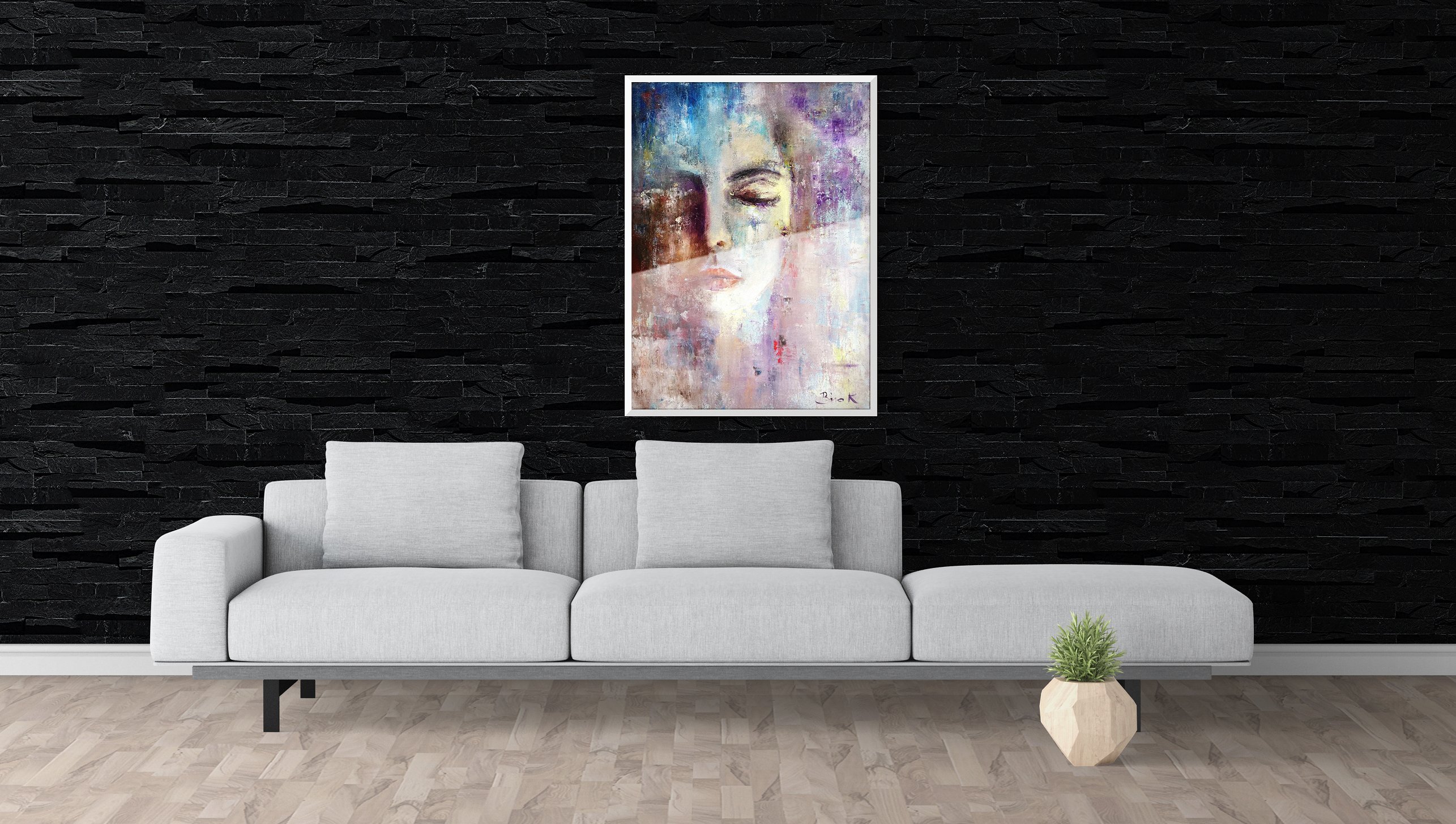 时尚简约的画框和墙壁样机插图