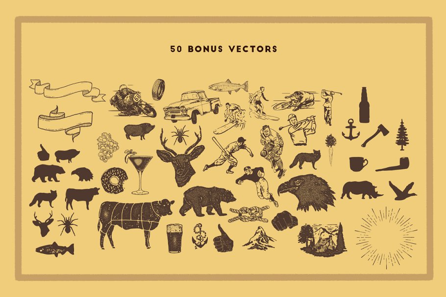 复古英文字体+50矢量对象 STOUT • New Version!插图(3)