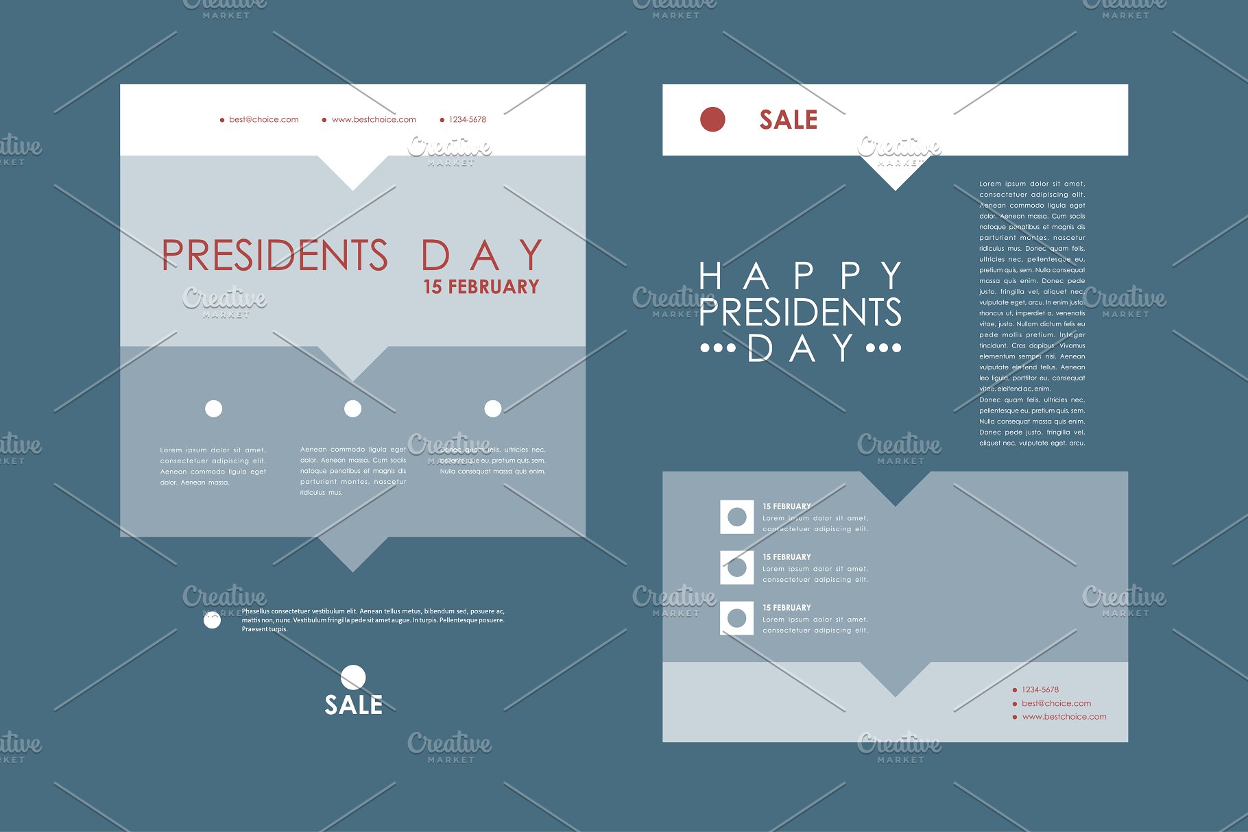 美国“总统日”主题小册子模板 President’s Day brochures插图(8)