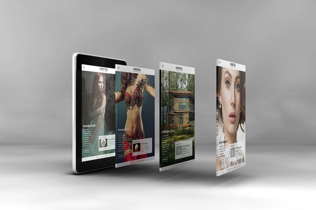 3D平板电脑屏幕网站设计演示样机 3D Tablet Screen Mockups插图(1)