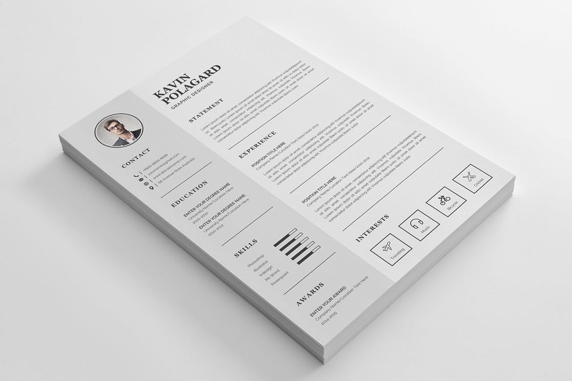 经典两列式排版风格电子素材库精选简历模板v1 Clean Resume / CV Template插图(1)