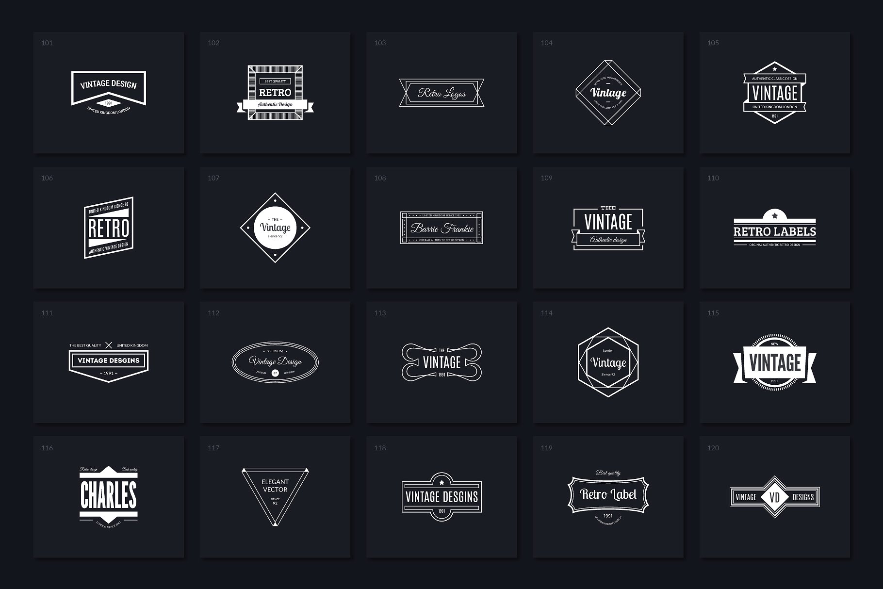 40个多用途时尚复古Logo模板V.3 40 Vintage Logos Vol. 3插图(2)