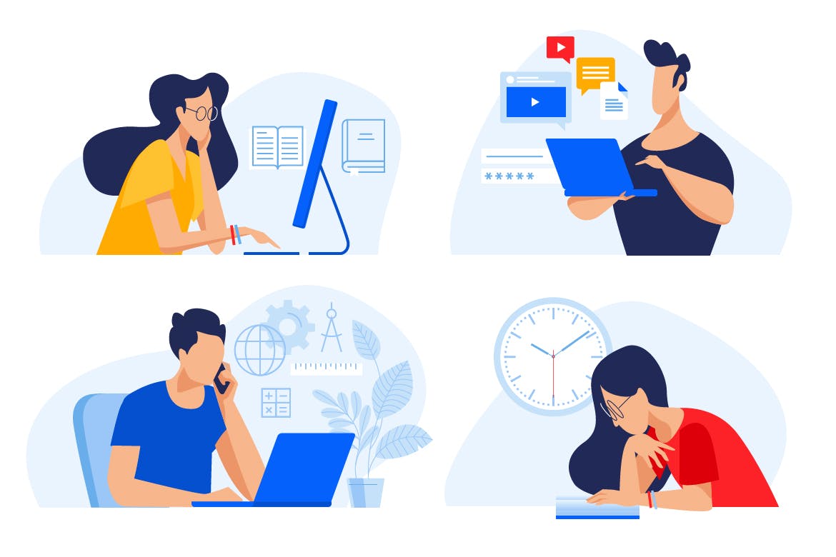 教育学习主题矢量概念插画 Set of education concepts插图(1)