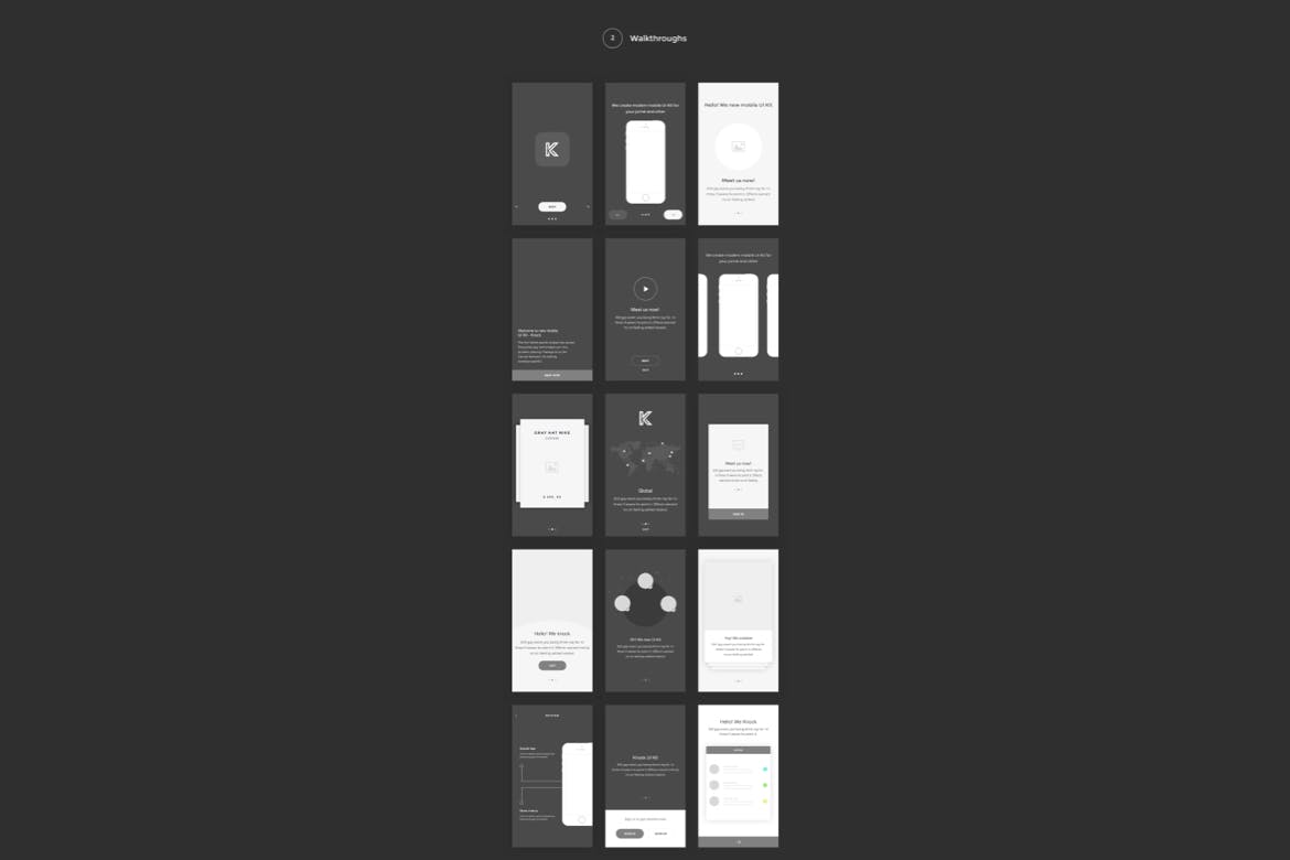 69+电商APP应用界面设计线框图模板素材 Knock Mobile UI Kit eCommerce Wireframe插图(2)