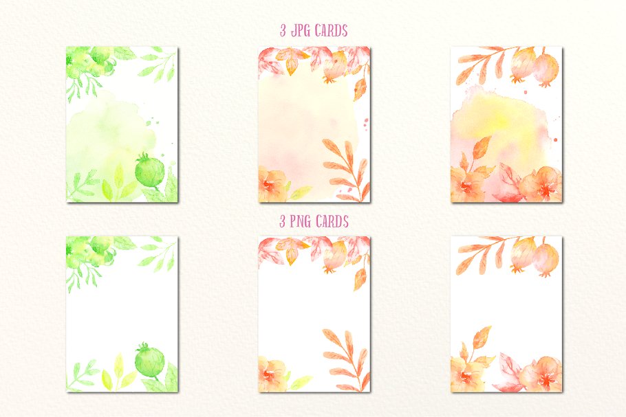 暖色调水彩婚礼请柬素材剪贴集 Watercolor Clipart Wedding Invites插图(2)