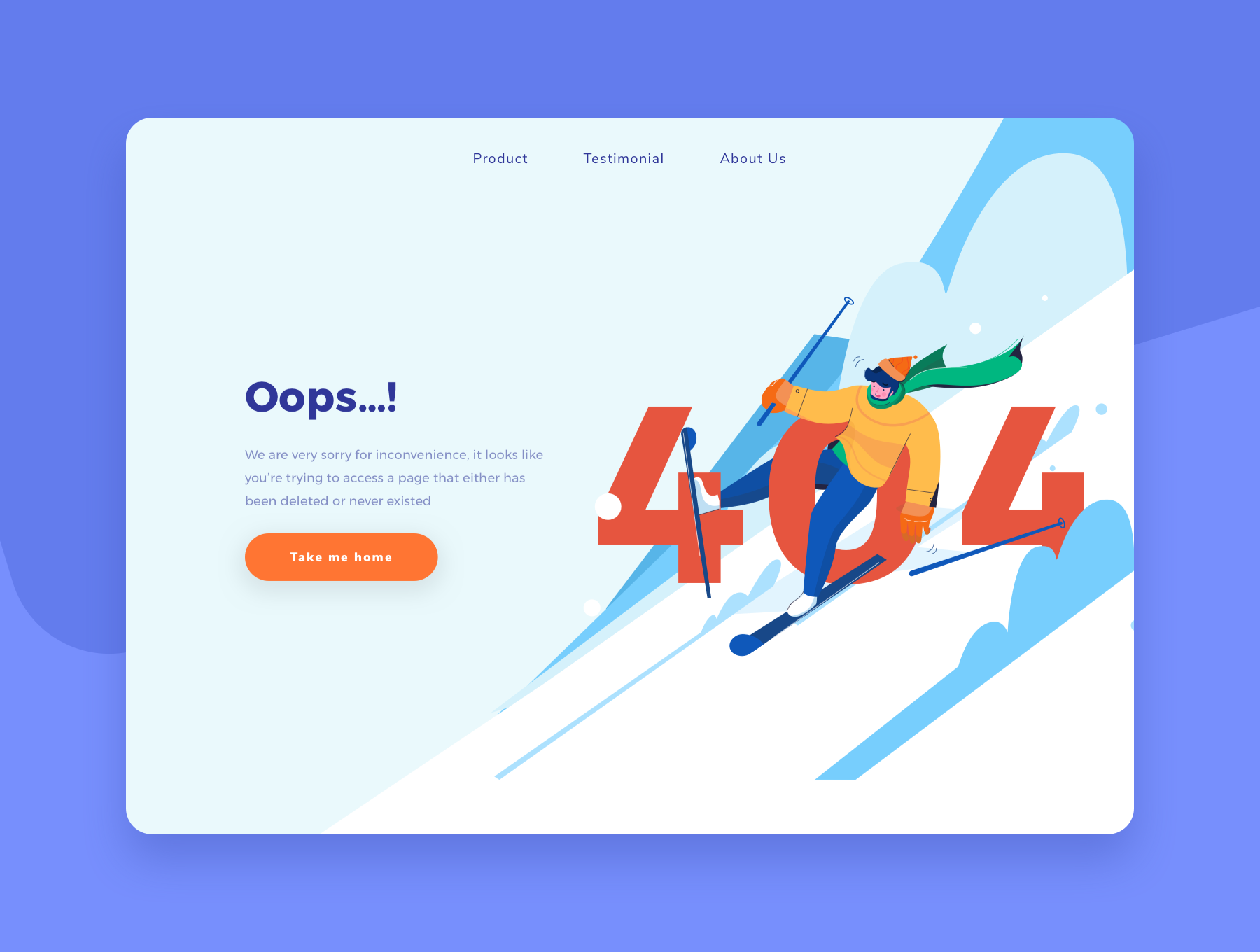 素材库下午茶：冬季雪地主题网站404错误页面矢量插画素材插图(4)