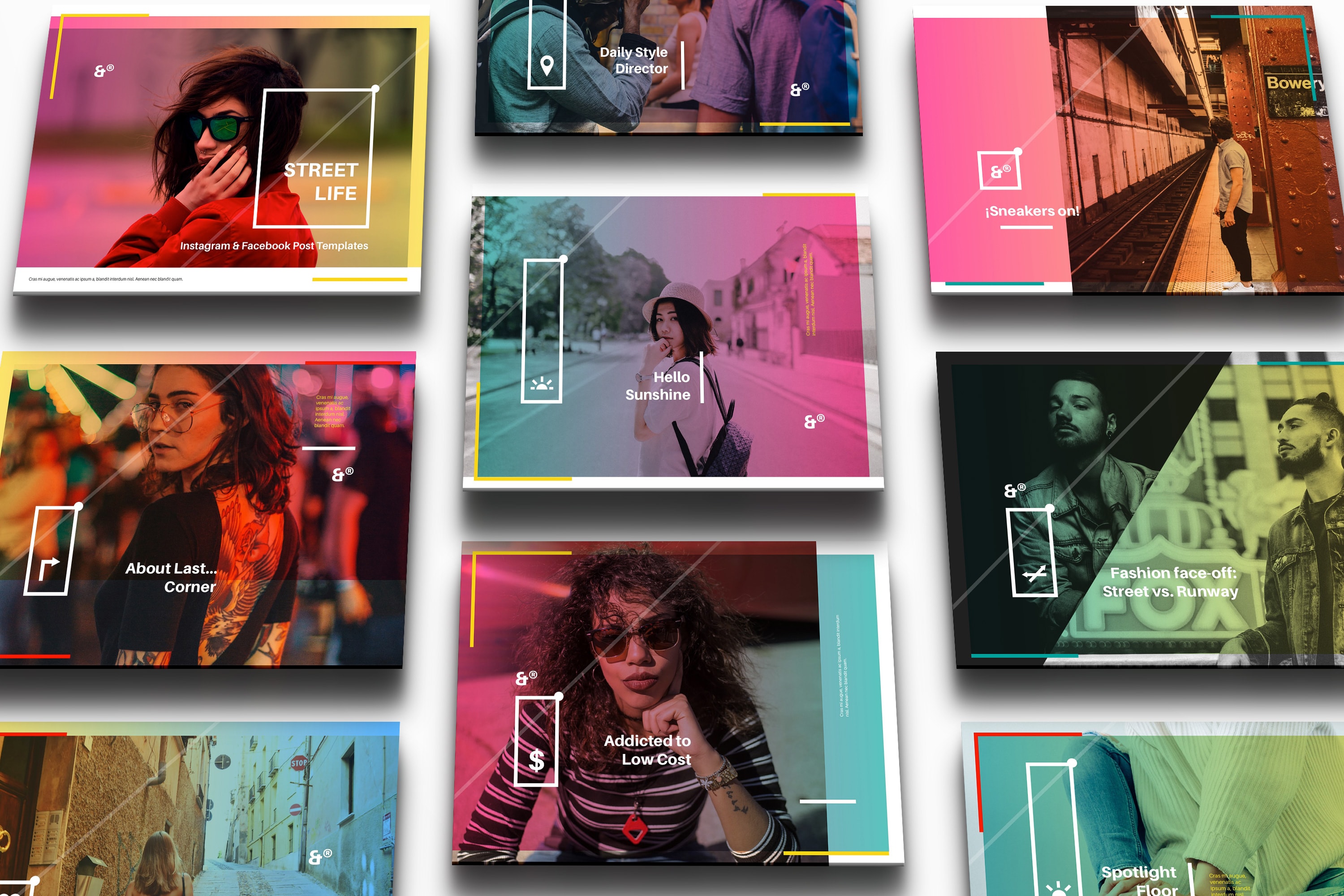 设计媒体创意设计效果图预览等距网格样机模板02 Landscape Perspective Mockup 02插图(4)