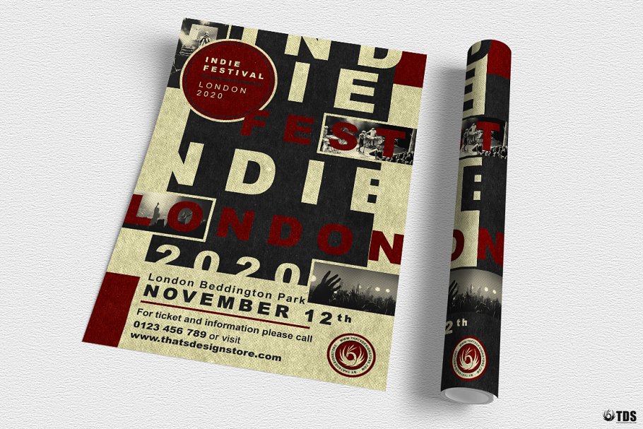 独立现场海报传单模板v3 Indie Live Festival Flyer PSD V3插图(2)
