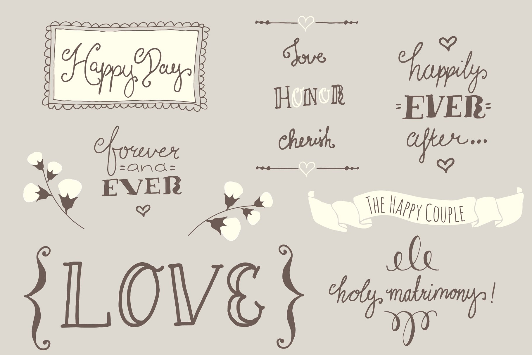 手绘婚礼设计物料素材[叠层背景+笔刷] Wedding Overlays / Photoshop Brushes插图(1)