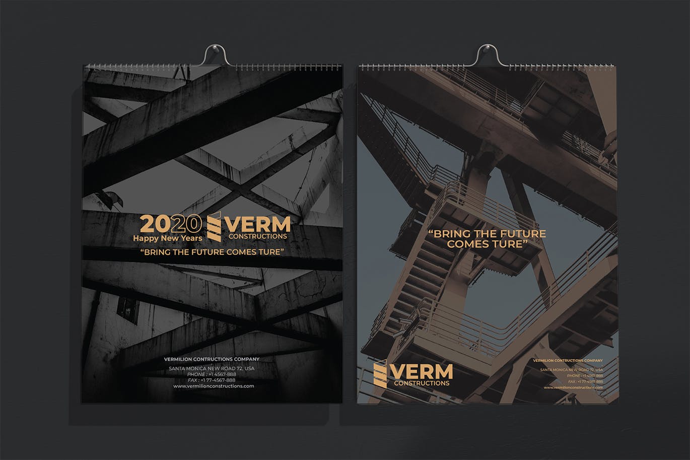 2020年建筑主题台历&挂墙日历表设计模板 Construction Wall & Table Calendar 2020插图(1)