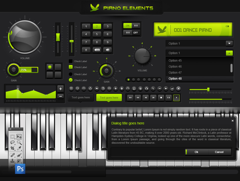 一款有品质感的音乐播放器GUI套件[PSD,微立体]