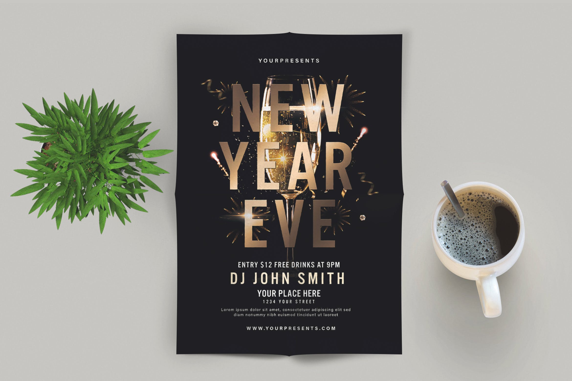 新年前夜活动邀请海报传单素材库精选PSD模板 New Year Eve插图