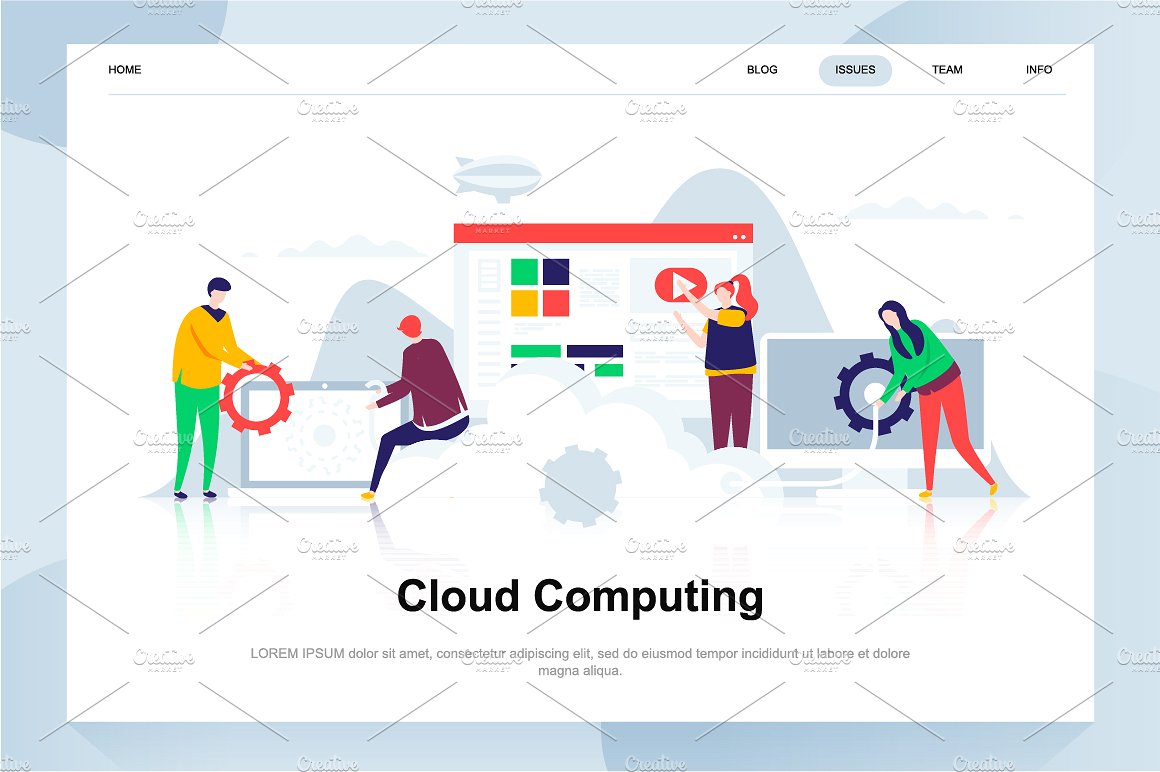 现代化扁平设计理念Web仪表盘登录页面模板 Landing Page Templates插图(3)
