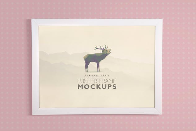 摄影海报艺术品白色画框样机 Poster Frame Mockups插图(1)