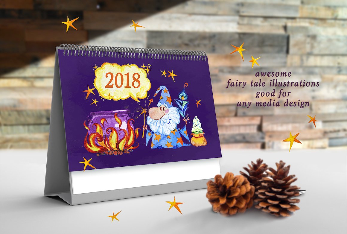 可爱的魔术水彩元素剪贴画素材PSD插图(2)