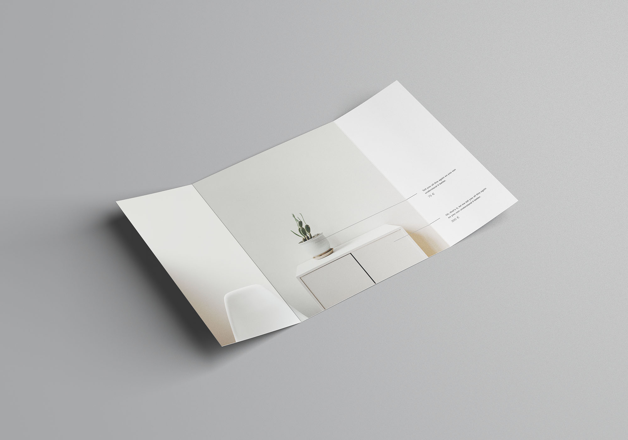 单门折叠宣传册印刷效果图样机 Single Gatefold Brochure Mockup插图(2)