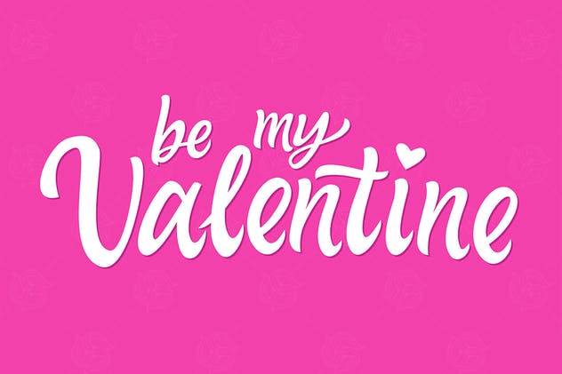 情人节主题手绘笔刷英文字体矢量插画 Be My Valentine – hand drawn brush pen lettering插图(1)