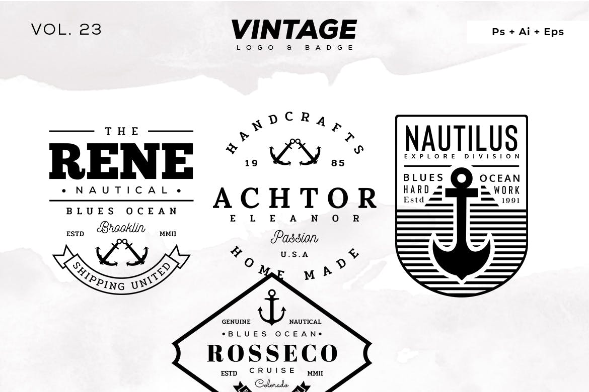 欧美复古设计风格品牌素材库精选LOGO商标模板v23 Vintage Logo & Badge Vol. 23插图