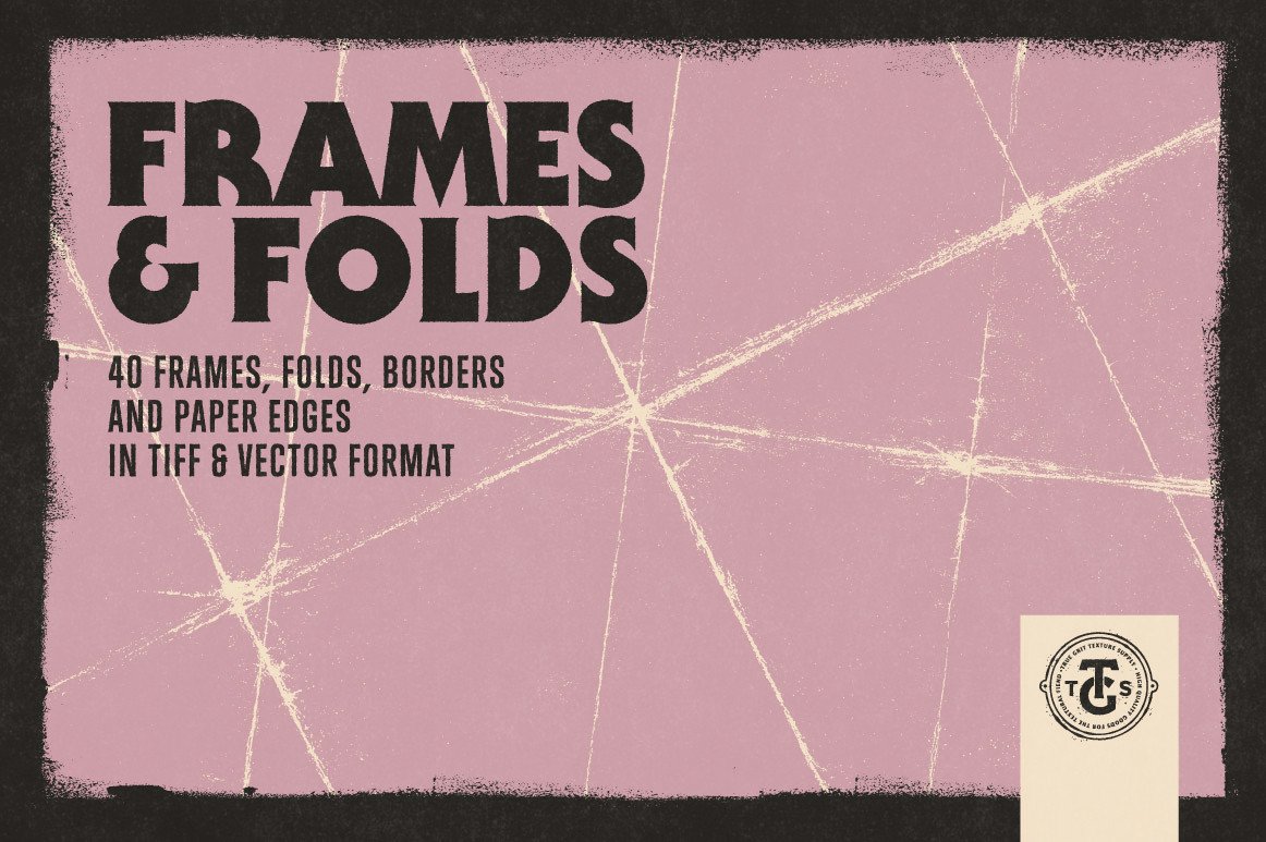边框&皱褶做旧怀旧效果纹理合集 FRAMES & FOLDS Texture Pack插图