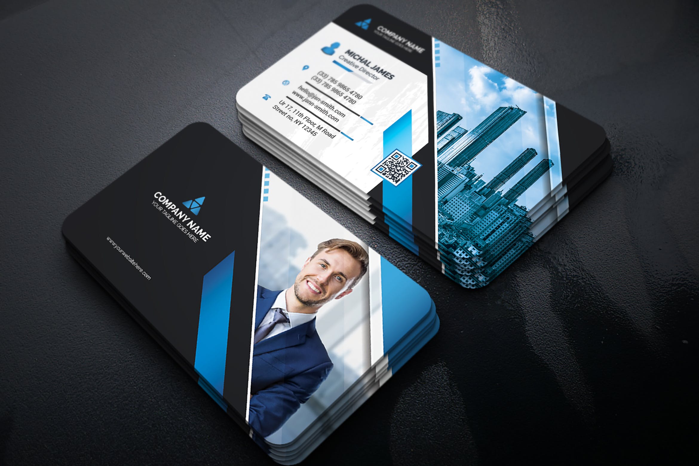 个性大头照圆角名片排版设计模板 Business Card插图