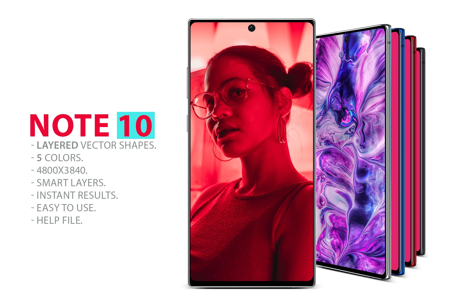 三星Note 10手机样机分层PSD模板 Note 10 Layered PSD MockUps插图
