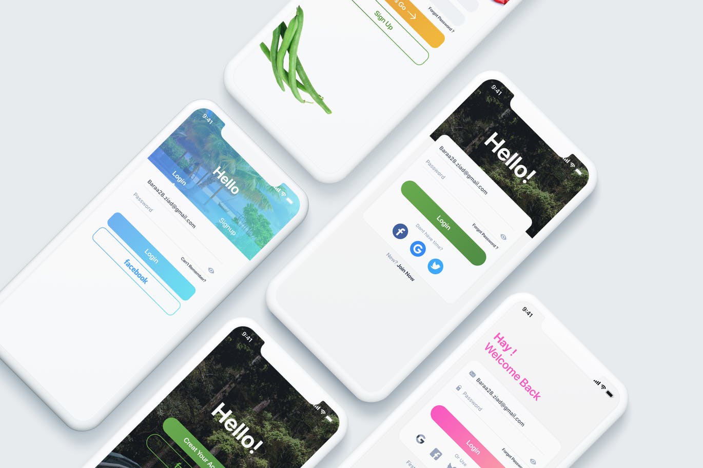 5款APP应用登录界面设计PSD模板 Login UI Screens插图