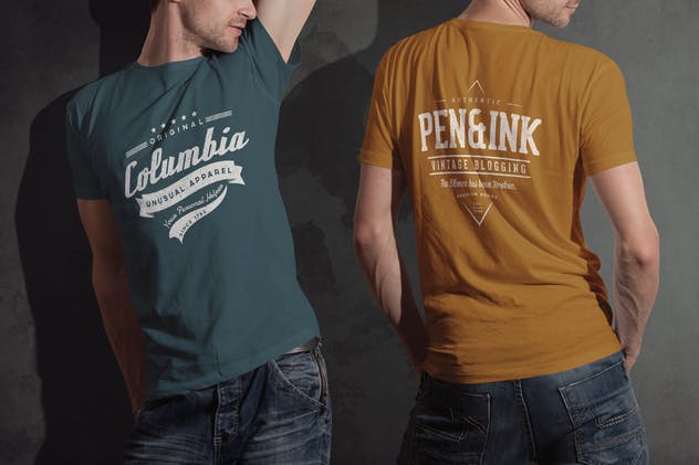 圆领T恤欧美型男模特上身效果样机模板 Crew Neck T-shirt Mock-up Male Version插图(3)