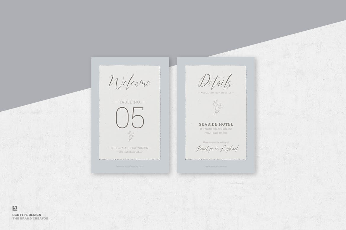 低调简约撕纸风格婚礼婚宴邀请设计素材 Wedding Invitation Suite插图(6)