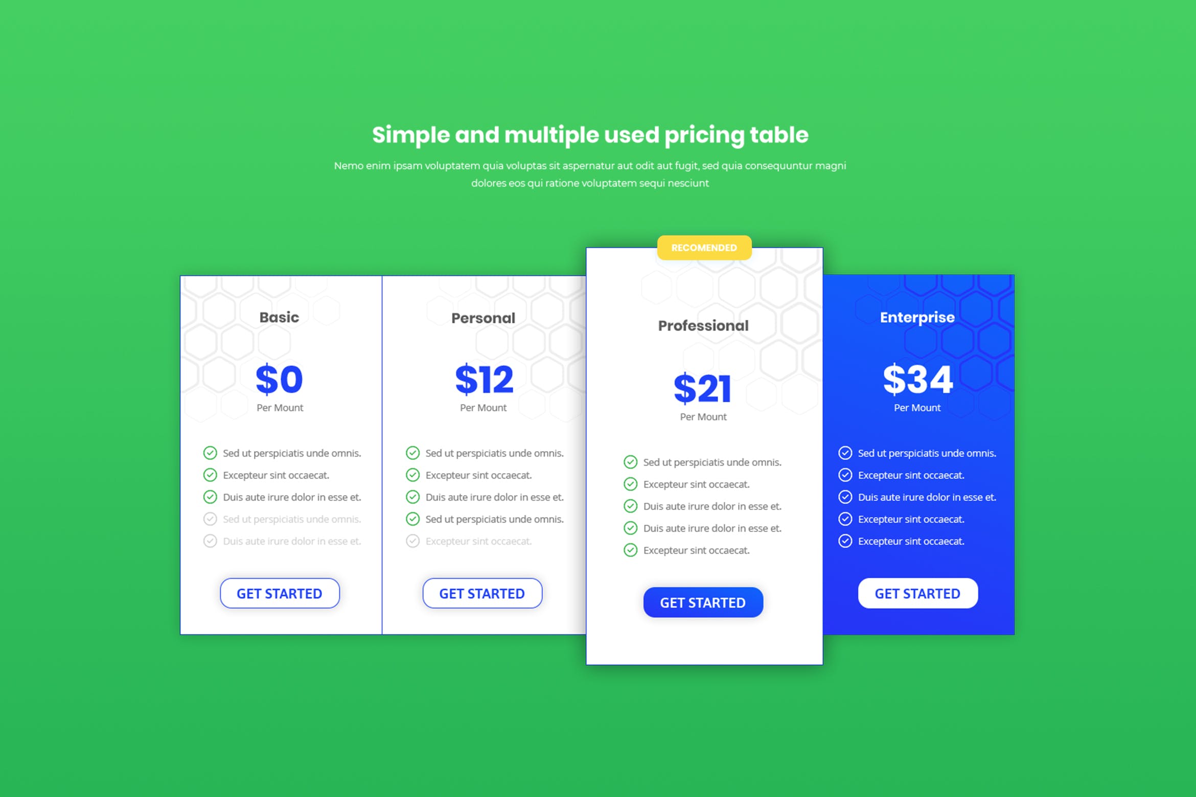 互联网服务套餐订阅价格表单UI设计模板 Pricing Table插图