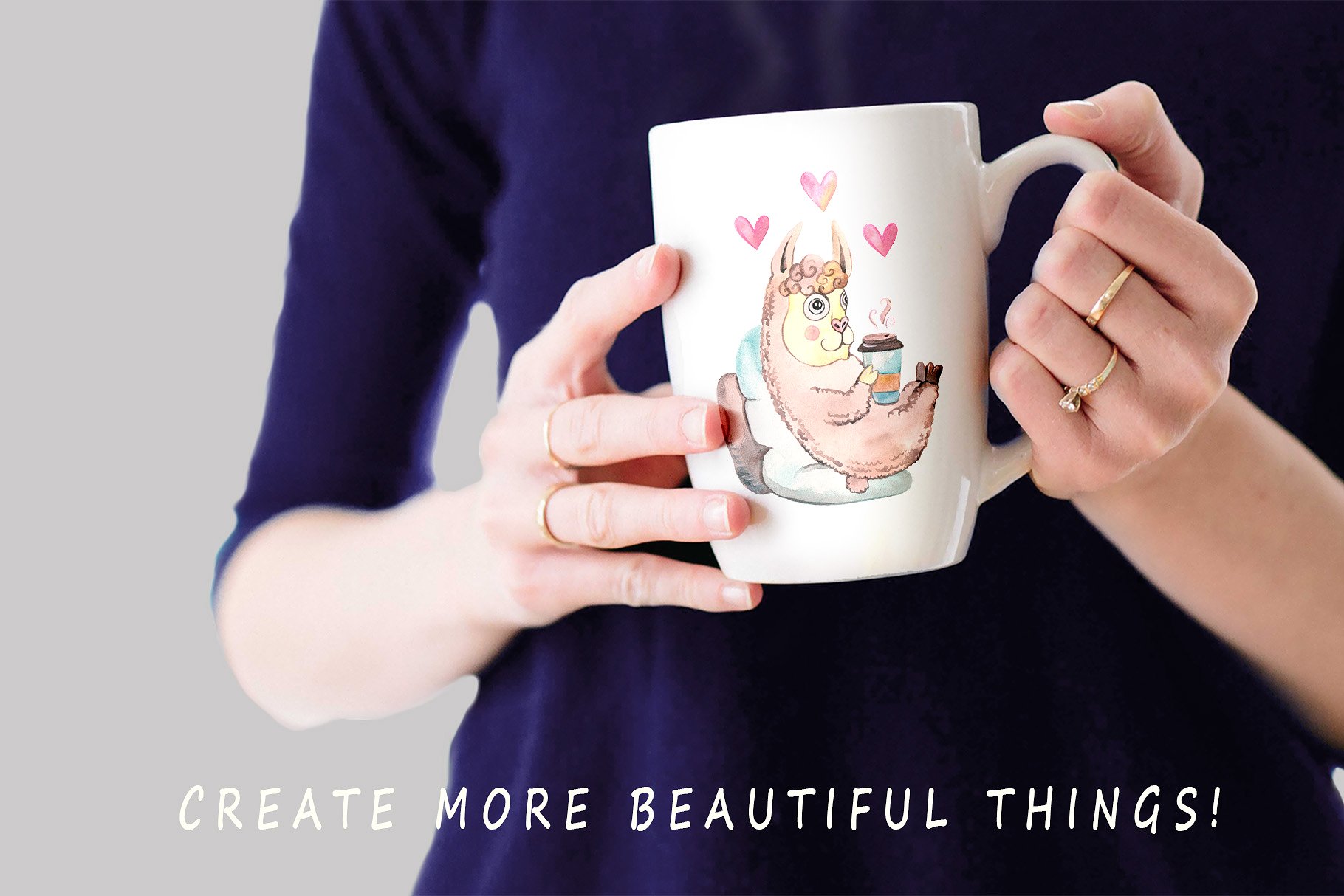 手绘水彩风格的可爱咖啡图案背景大集合[情人节,玫瑰]插图(7)