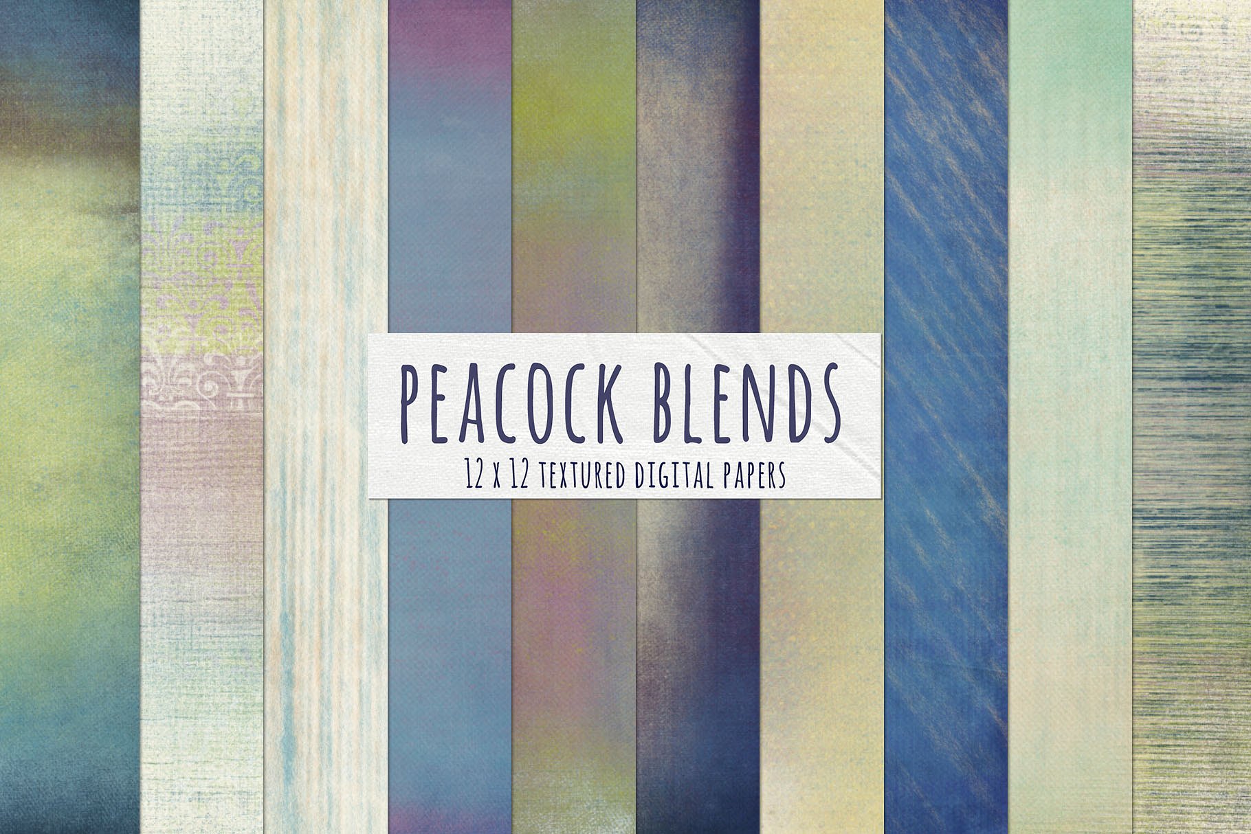 孔雀绿渐变纹理背景 Peacock Ombre Gradient Textures插图(2)