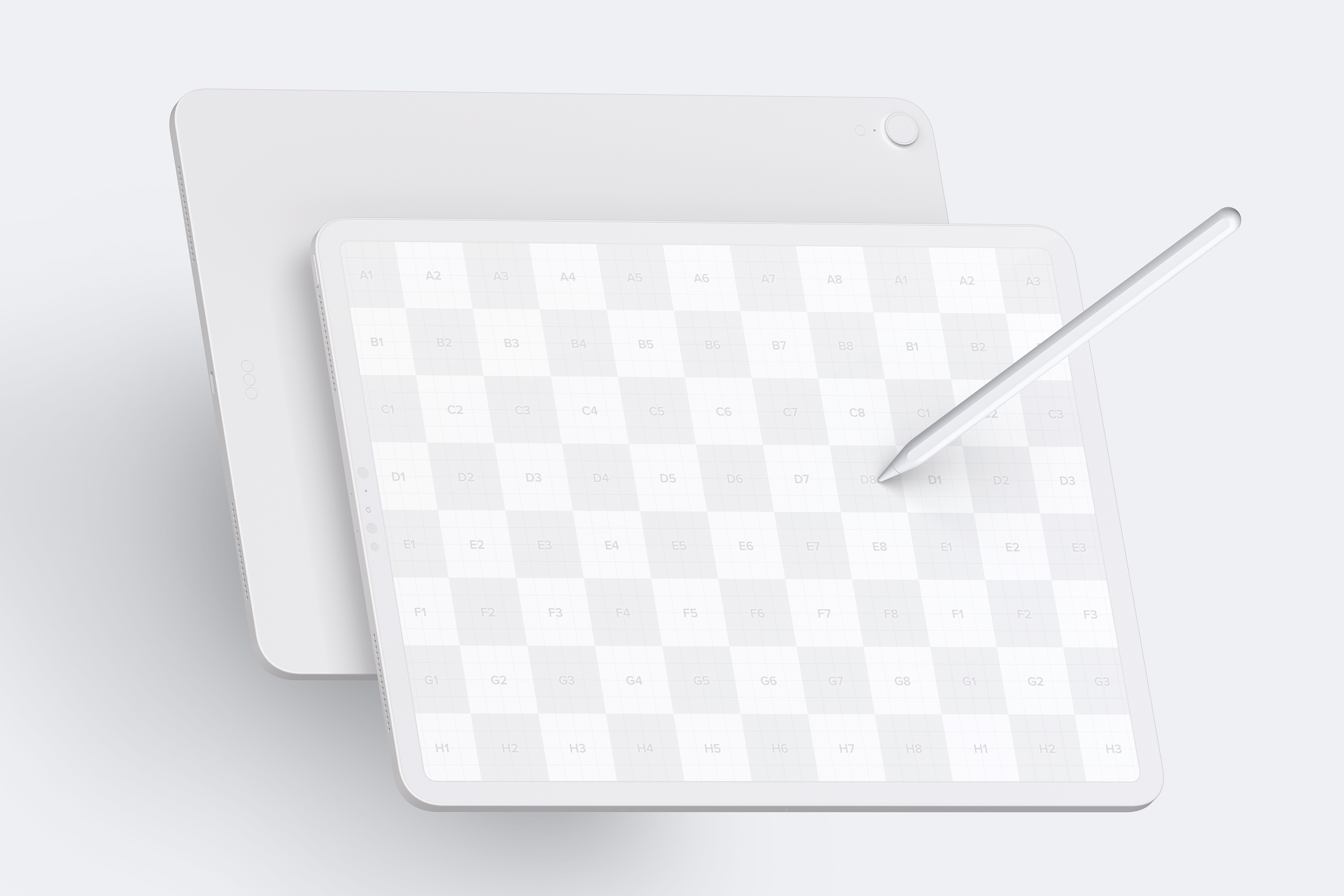 iPad Pro平板电脑前视图&后视图样机模板 Clay iPad Pro 12.9” Mockup, Landscape Front and Back View插图